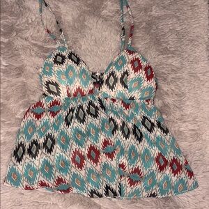 Love Culture Teal and Red Patterned Camisole